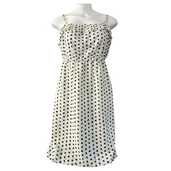 J.Crew Factory Candace Ink Dot Spaghetti Strap Dress White Black Polka Dot M - Picture 3 of 10